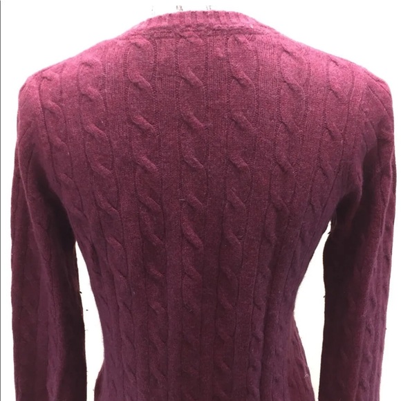 Eddie Bauer Cable Knit Violet Small Cotton Angora L/S  V-Neck Women Sweater - Picture 3 of 11